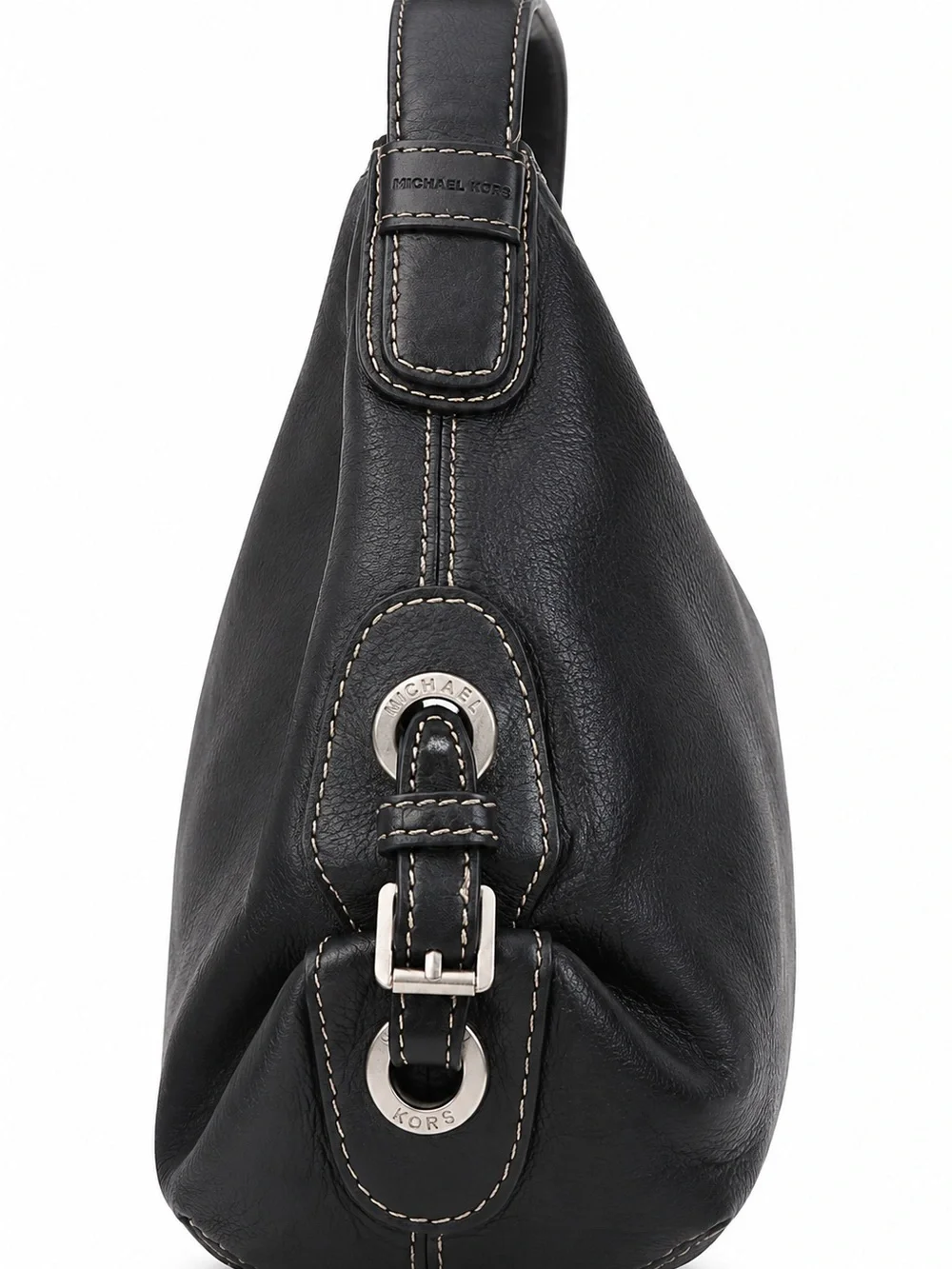 Michael Kors Black Leather Hobo Shoulder Bag Slouch Quiet Luxury